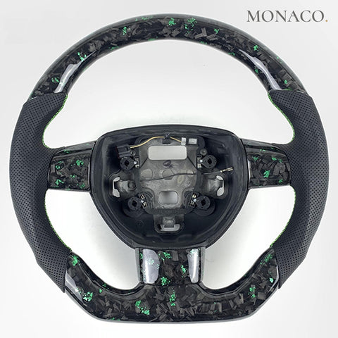 Custom carbon fiber steering wheel for Ford Focus ST RS Mk2 (2007–2011): Green Powder Forged Carbon