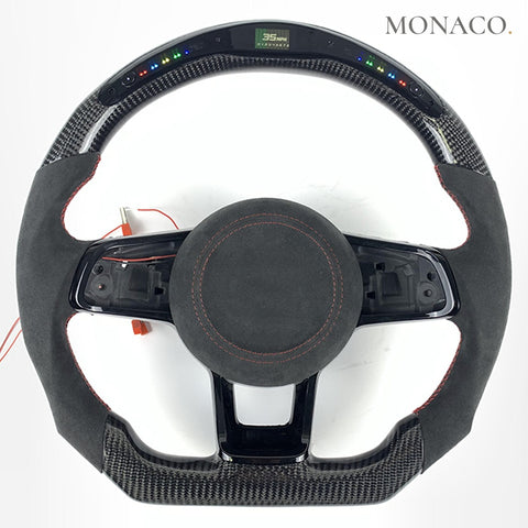 Custom carbon fiber steering wheel for Volkswagen Golf GTI Mk6 Mk7 (2010–2021): Suede LED Carbon