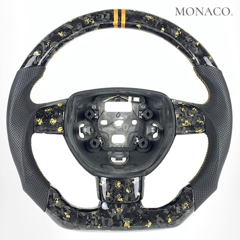 Custom carbon fiber steering wheel for Ford Focus ST Mk2 (2006–2011): Gold Powder Forged Carbon