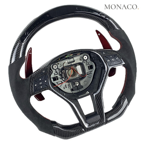 Custom carbon fiber steering wheel for Mercedes-Benz CLS-Class C218, E-Class W212-W213-W218-W204-W205 (2009–2018): LED