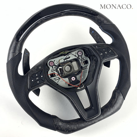 Custom carbon fiber steering wheel for Mercedes-Benz A-Class W176, C-Class W204-W205, E-Class W207-W212, CLA W117, CLS W218 (2009–2018): LED