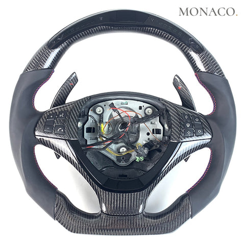 Custom carbon fiber steering wheel for BMW 3 Series E90-E92-E93, 320i, 1 Series E82-E84-E87, X1 (2004–2013): LED