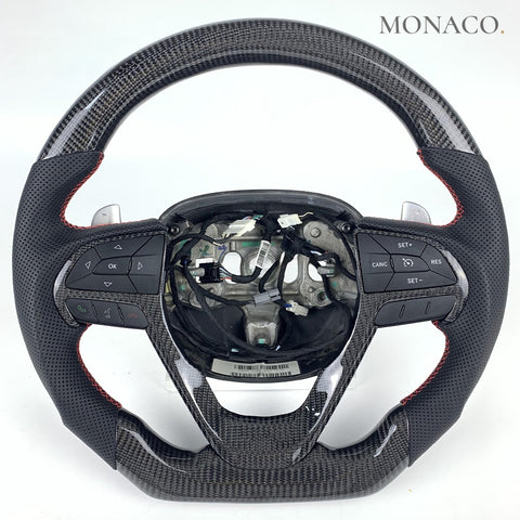 Custom carbon fiber steering wheel for Jeep Grand Cherokee (2012–2017): Black Perforated Leather Carbon