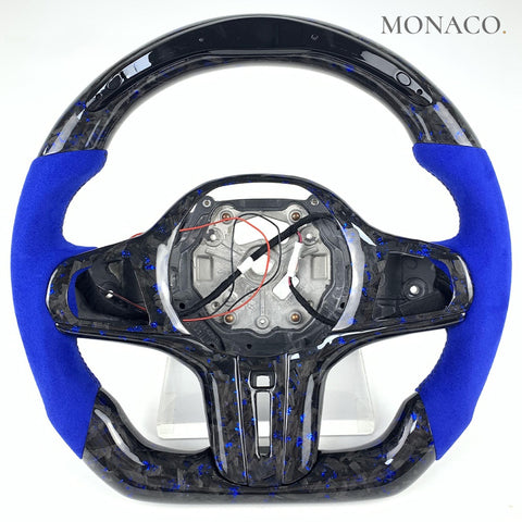 Custom carbon fiber steering wheel for BMW M340i, 3 Series G20, 5 Series G30, 2 Series G21-G31, M3-M4 G80-G82-G87 (2016–2023): LED