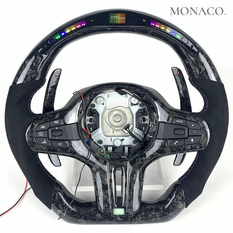 Custom carbon fiber steering wheel for BMW 3 Series G20-G28, 7 Series G11-G12, 5 Series G30-G38, 6 Series G32 (2015–2022): LED