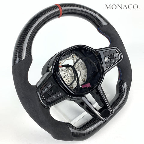 Custom carbon fiber steering wheel for BMW 3 Series G20, 5 Series G30, M3 G80, M4 G87 (2018–2023): Suede Leather