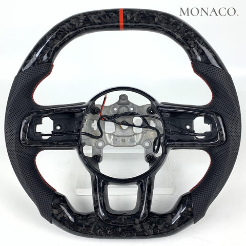 Custom carbon fiber steering wheel for Jeep Wrangler JL Gladiator (2018–2024): Perforated Leather Forged Carbon