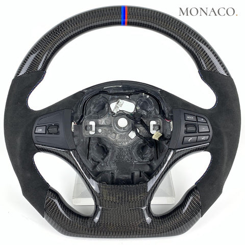 Custom carbon fiber steering wheel for BMW X3 E70-F25, X4 F26, X5 E71-F15, X6 F16, 3 Series F30-F31-F32-F33-F34, 316i-320i-328i (2006–2019): Gloss Carbon Fiber