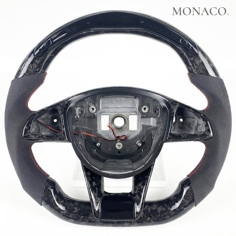Custom carbon fiber steering wheel for Mercedes-Benz AMG C63 W205 E-Class W213 S-Class W222 C217 CLS C257 (2015–2019): Suede LED Forged Carbon