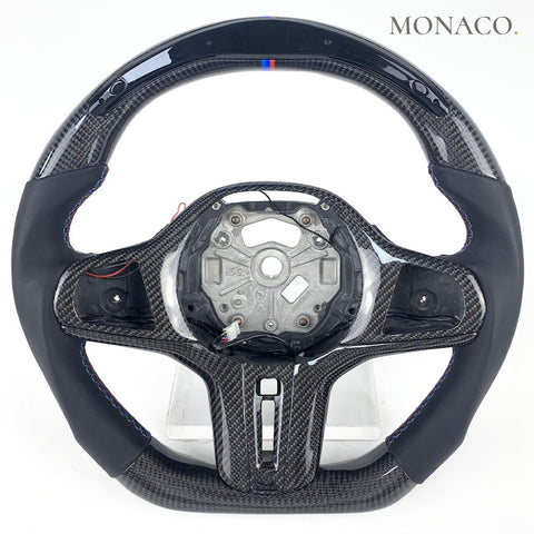 Custom carbon fiber steering wheel for BMW 3 Series G20-G28, M340i, 5 Series G30, 530i, 540i (2016–2023): LED