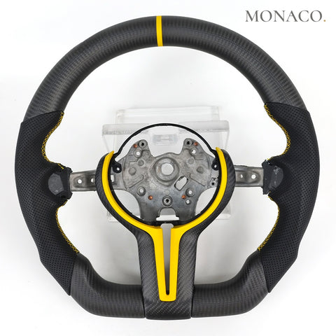 Custom carbon fiber steering wheel for BMW 3-5 Series F30-F18-F10, M2-M3-M4 (2010–2019): Matte Carbon Fiber