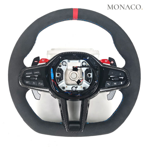Custom carbon fiber steering wheel for BMW 2-3-4 Series G22-G42-G29-G20-G21-G23-G26 (2018–2024): Suede Leather