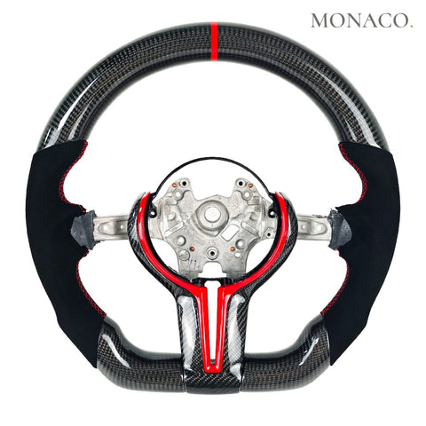 Custom carbon fiber steering wheel for BMW 3 Series E46-E90-F30, 5 Series E60, M2-M3-M4-M5-M6, X5 F15 (1999–2019): Alcantara