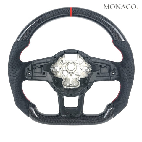 Custom carbon fiber steering wheel for Volkswagen Golf GTI GTD GTE Mk6 Mk7 Polo (2010–2021): Perforated Leather Carbon