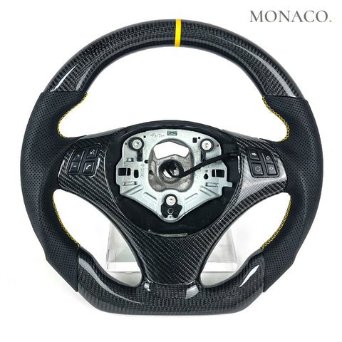 Custom carbon fiber steering wheel for BMW X5 E70, X6 E71, 1 Series E81 E82, 3 Series E90 E91 (2007–2013): Real Carbon Fiber