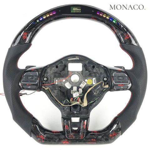 Custom carbon fiber steering wheel for Volkswagen Golf GTI Mk6 (2010–2014): LED Forged Carbon
