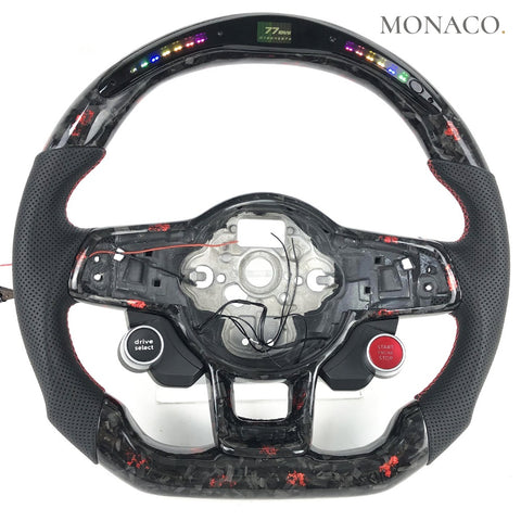 Custom carbon fiber steering wheel for Volkswagen Golf GTI Mk6 Mk7 (2010–2021): LED Forged Carbon