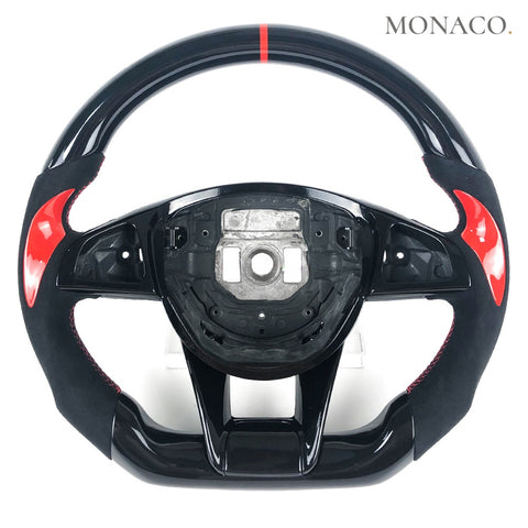 Custom carbon fiber steering wheel for Mercedes-Benz C-Class W204-W205, E-Class W211-W212-W213, S-Class W222, C63-C43 AMG (2015–2017): Suede Leather