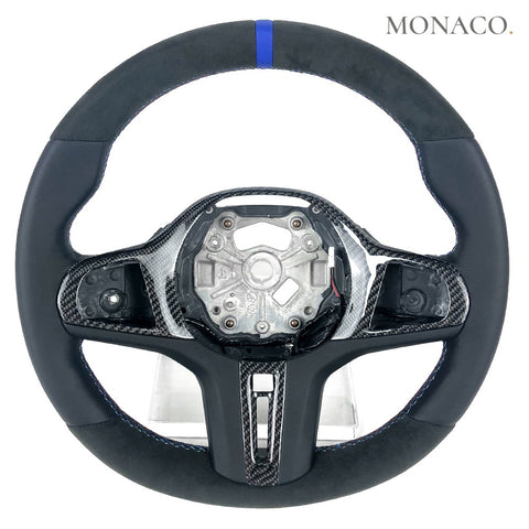 Custom carbon fiber steering wheel for BMW X3 G01, X4 G02, X5 G05, 5 Series G30 G38, 7 Series G11 G12, 3 Series G20 (2016–2019): Carbon Fiber