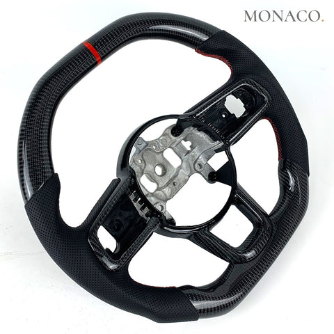 Custom carbon fiber steering wheel for Jeep Wrangler JL (2018–2024): Perforated Leather Carbon