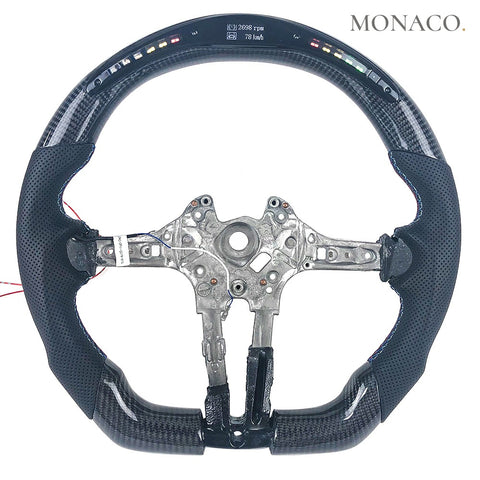 Custom carbon fiber steering wheel for BMW M2, M3, M4, M5, 5 Series F07 F10 F11, 1 Series F20 F21, 3 Series F30 F31 F32 (2011–2019): LED Display