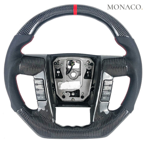 Custom carbon fiber steering wheel for Ford F-150 Raptor (2010–2014): Perforated Leather Carbon
