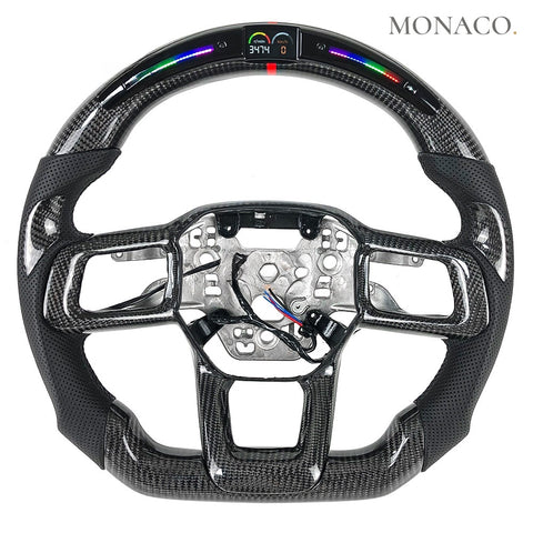 Custom carbon fiber steering wheel for Ford Mustang GT S650 (2024–2025): Leather LED Carbon