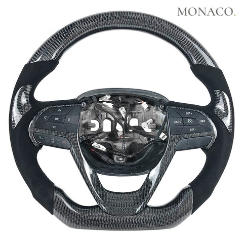 Custom carbon fiber steering wheel for Jeep Grand Cherokee WK2 (2014–2021): Black Suede Carbon