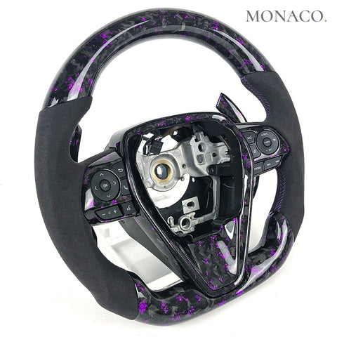 Custom carbon fiber steering wheel for Toyota Camry 8th Gen (2018–2024): Purple Forged Carbon