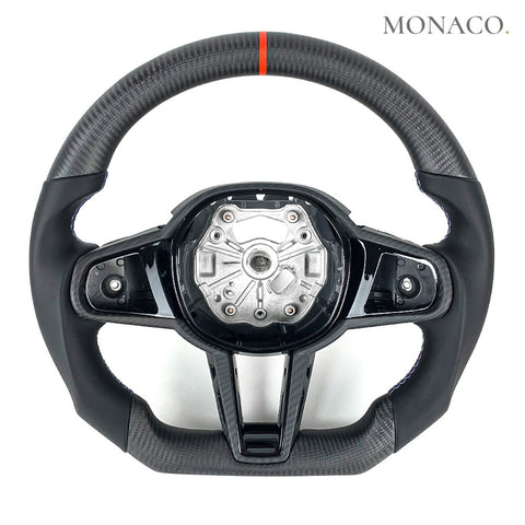 Custom carbon fiber steering wheel for BMW 3 Series G20, 4 Series G22 G26, M3 G80, M4 G82, M2 G87, Z4 G29 (2019–2026): Matte Carbon