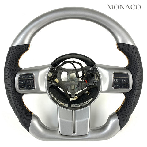 Custom carbon fiber steering wheel for Jeep Wrangler JK Grand Cherokee (2010–2017): Silver Carbon