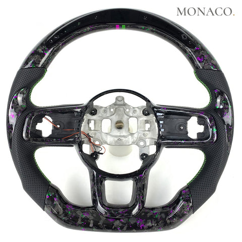 Custom carbon fiber steering wheel for Jeep Wrangler JL JK Gladiator (2018–2023): Perforated Leather LED Forged Carbon