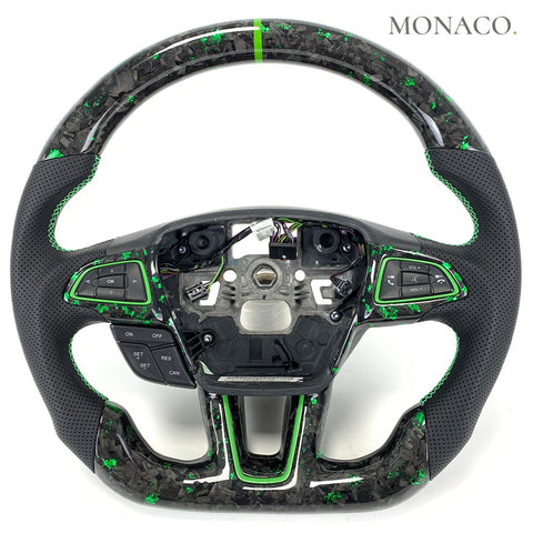 Custom carbon fiber steering wheel for Ford Focus ST RS Mk3 (2015–2018): Forged Carbon