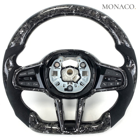 Custom carbon fiber steering wheel for BMW M5 F90, X3 M, X5 M, M2 G87, M3 G80, M4 G82 (2018–2026): Forged Carbon