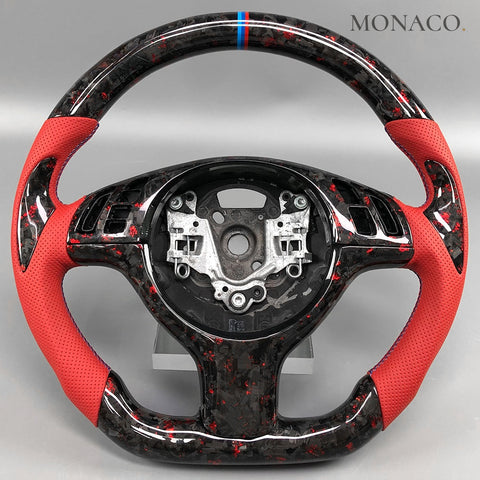Custom carbon fiber steering wheel for BMW 3 Series E46 & M3 (1999–2006): Red Forged Carbon