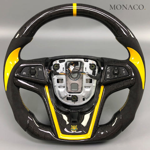 Custom carbon fiber steering wheel for Chevrolet Cruze / Malibu (2010–2015): Suede Yellow Honeycomb Carbon