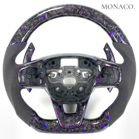 Custom carbon fiber steering wheel for Ford Focus RS ST Mk3 (2012–2018): Suede Forged Carbon