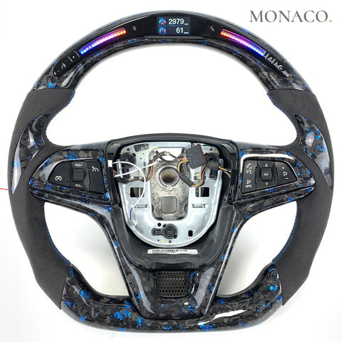 Custom carbon fiber steering wheel for Chevrolet Cruze / Malibu (2010–2015): Suede LED Blue Powder Forged Carbon