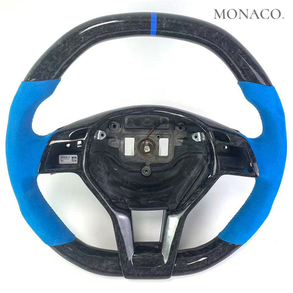 2007–2014 Mercedes-Benz C63 AMG (W204) Carbon Fiber Steering Wheel – Blue Suede & Carbon Fiber