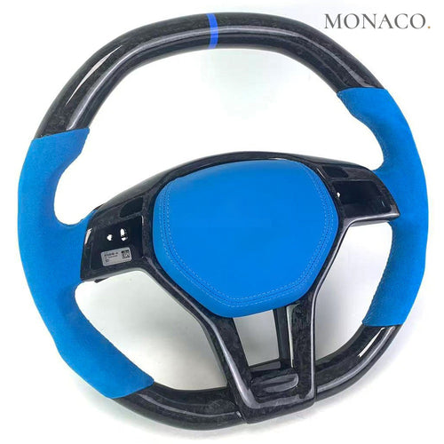 2007–2014 Mercedes-Benz C63 AMG (W204) Carbon Fiber Steering Wheel – Blue Suede & Carbon Fiber
