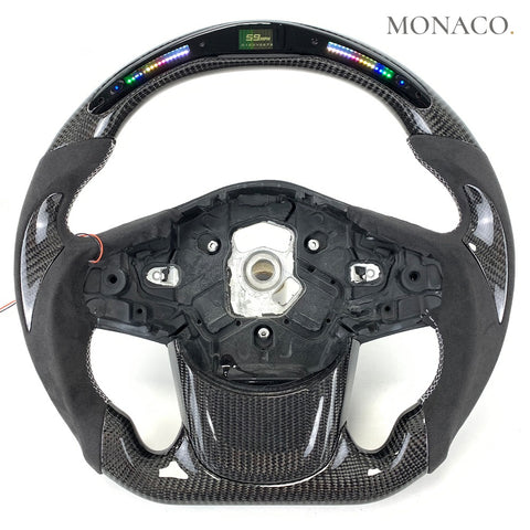 Custom carbon fiber steering wheel for Toyota Supra GR A90 MK5 (2020–2025): Suede LED Carbon