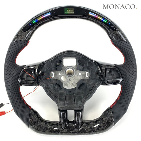 Custom carbon fiber steering wheel for Volkswagen Golf GTI Golf R Mk6 Scirocco Polo (2008–2013): LED Forged Carbon