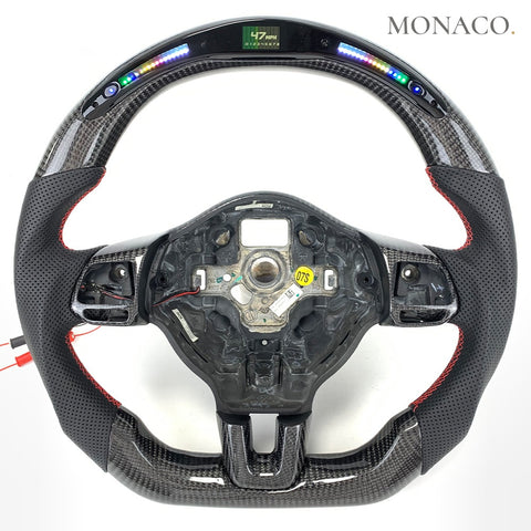 Custom carbon fiber steering wheel for Volkswagen Golf GTI Golf R Mk6 Scirocco Polo (2008–2013): LED Forged Carbon