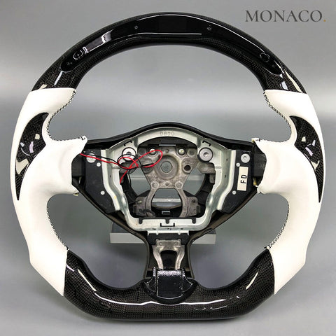 Custom carbon fiber steering wheel for Nissan 370Z (2012–2015): White
