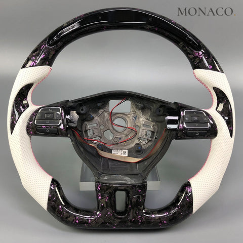Custom carbon fiber steering wheel for Volkswagen Golf GTI Mk6 Mk7 Jetta Passat CC (2010–2017): LED Forged Carbon