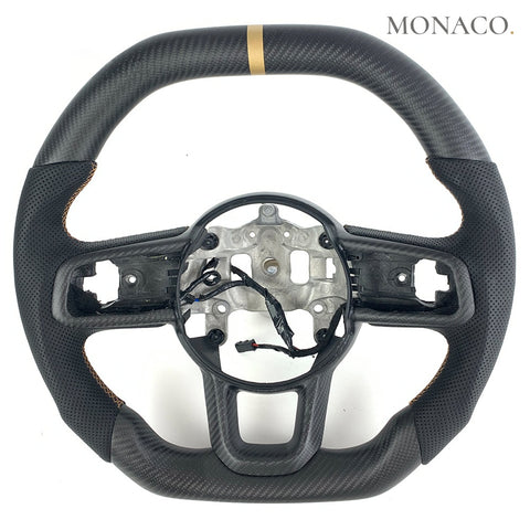 Custom carbon fiber steering wheel for Jeep Wrangler JL JK Gladiator (2018–2023): Perforated Leather Matte Carbon