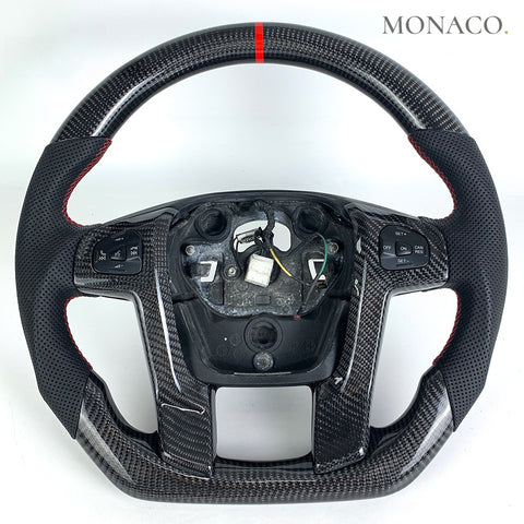 Custom carbon fiber steering wheel for Ford Ranger (2008–2018): Perforated Leather Carbon