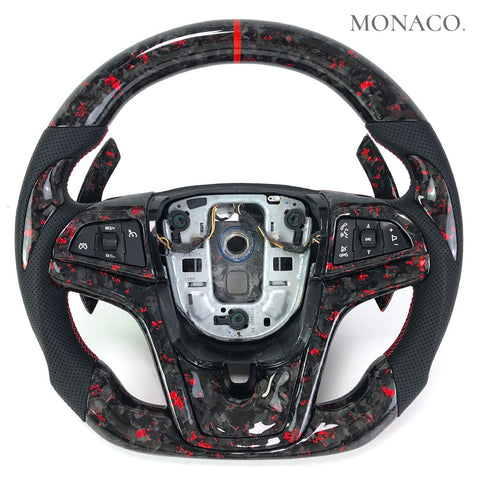 Custom carbon fiber steering wheel for Chevrolet Cruze / Malibu (2010–2015): Red Powder Forged Carbon