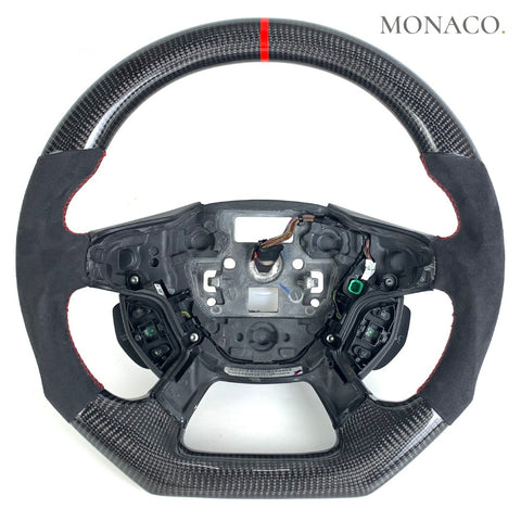 Custom carbon fiber steering wheel for Ford Focus ST Mk2 Mk3 (2012–2014): Black Suede Carbon