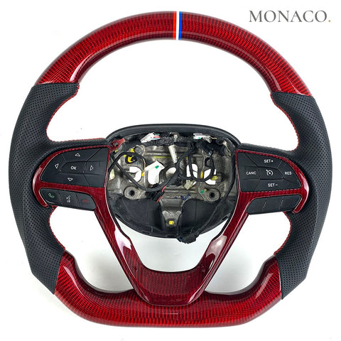 Custom carbon fiber steering wheel for Jeep Grand Cherokee SRT (2013–2017): Red Carbon